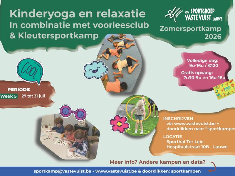 Kinderyoga, voorlezen en relaxatie - Zomer 2026 - Week 5