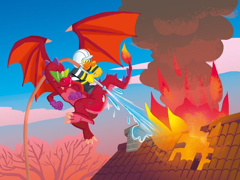 Draakje Doris bij de brandweer