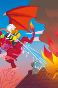 Draakje Doris bij de brandweer