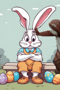 monkey helpt de paashaas